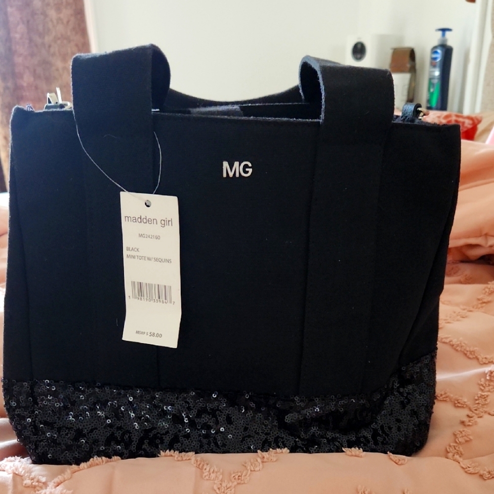 Madden Girl Black Sequin Tote Bag